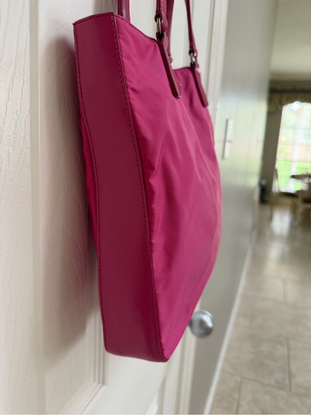 Prada Magenta Nylon Tote with Leather Handles - Picture 10 of 15